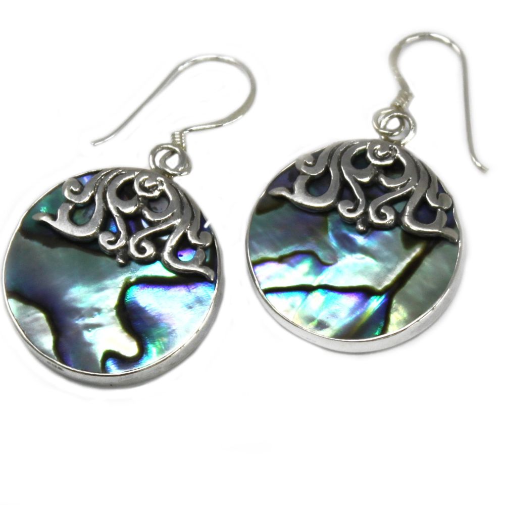 Silver Abalone Shell Earrings