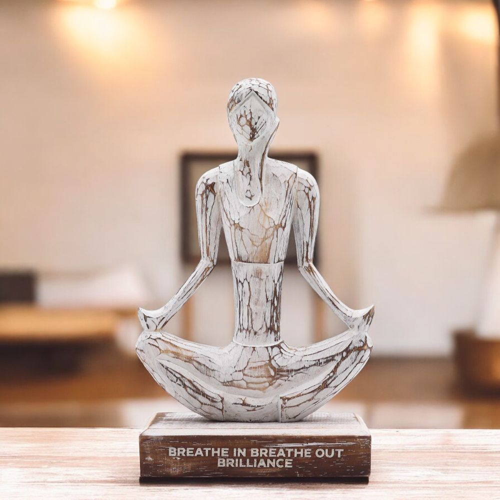 Handcrafted Wooden Yoga Lady Statue