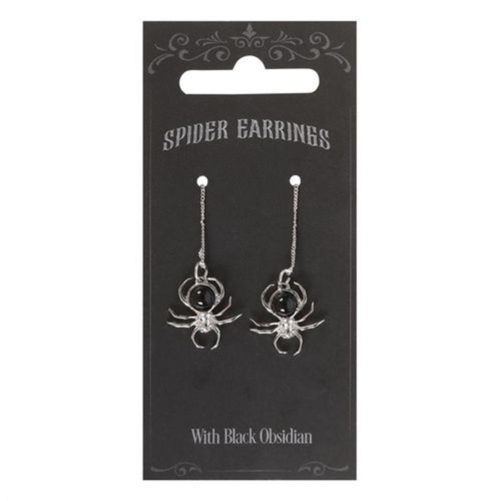 Black Obsidian Spider Earrings