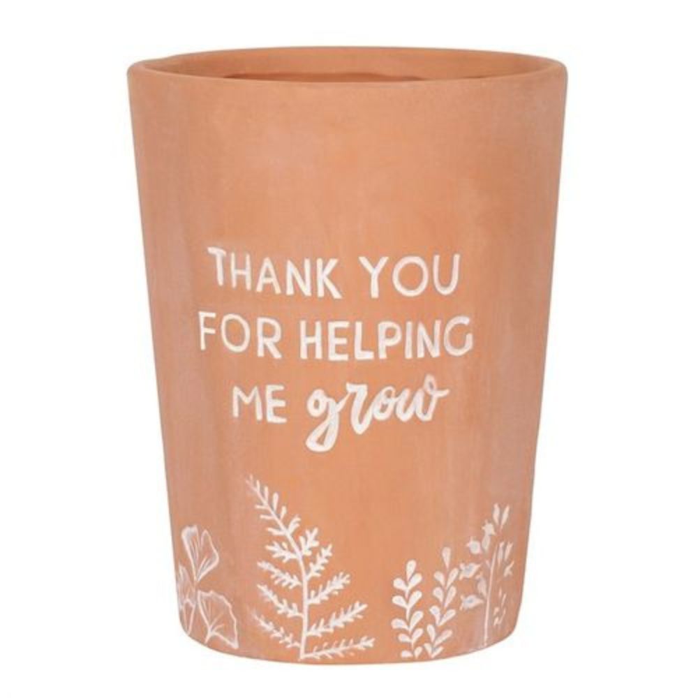 ‘Thank you for helping me grow’ Terracotta plant pot