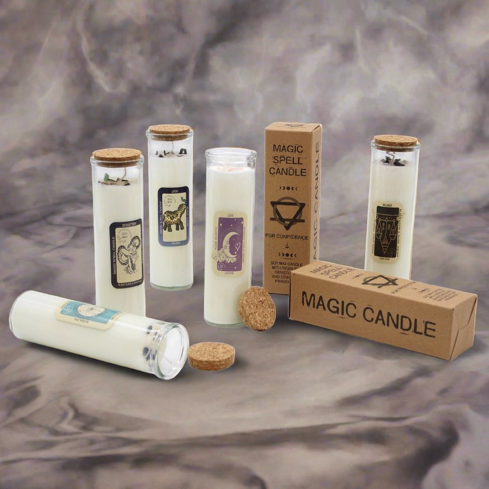 Soy wax Candles 'Magic Spell' with Gemstones