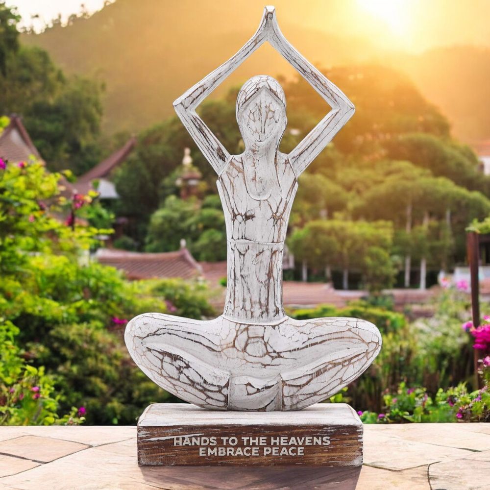 Handcrafted Wooden Yoga Lady Statue