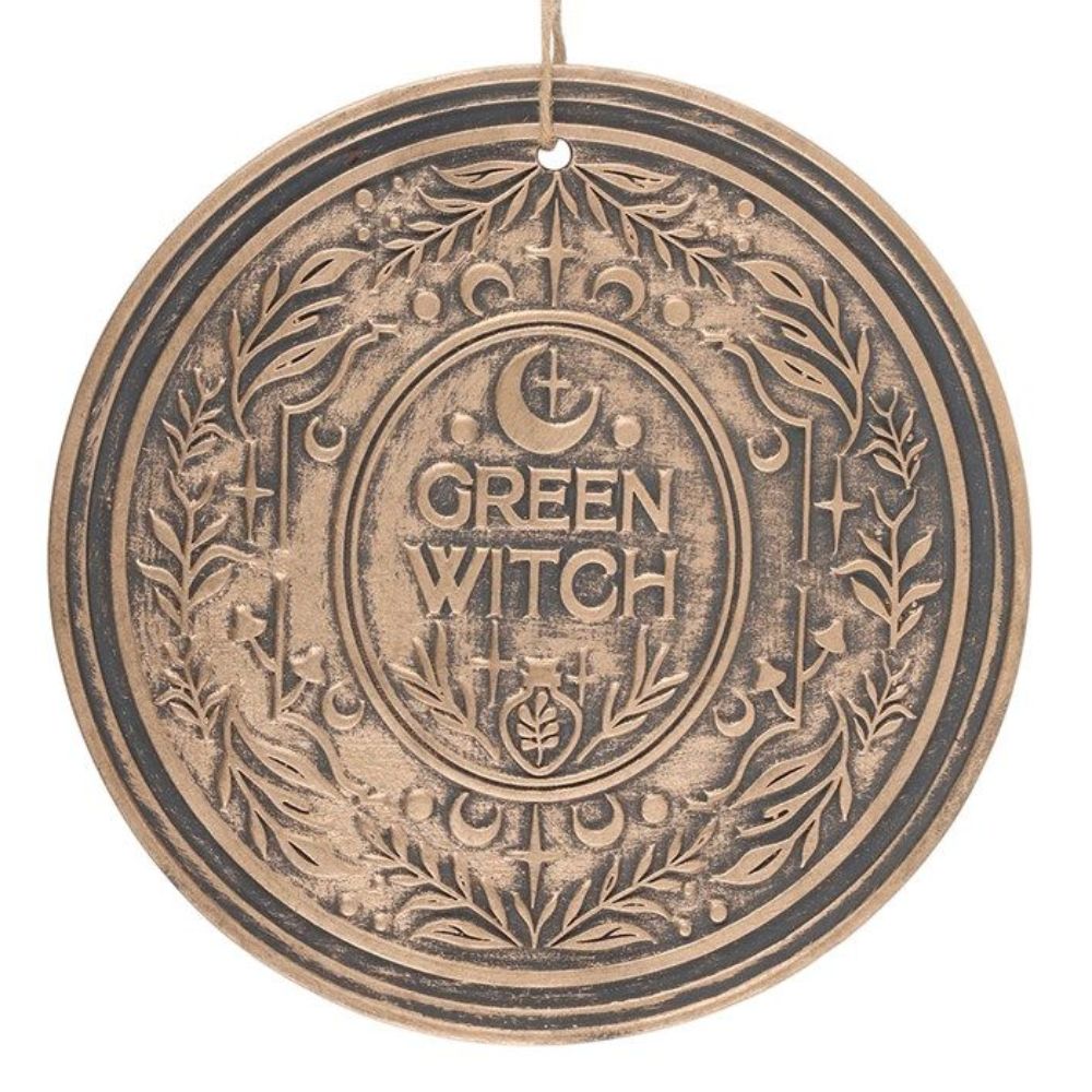 Green Witch Bronze Effect Terracotta Hanging Plaque