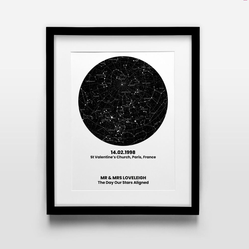 Personalised Raven Black Ring Star Map A4 Print