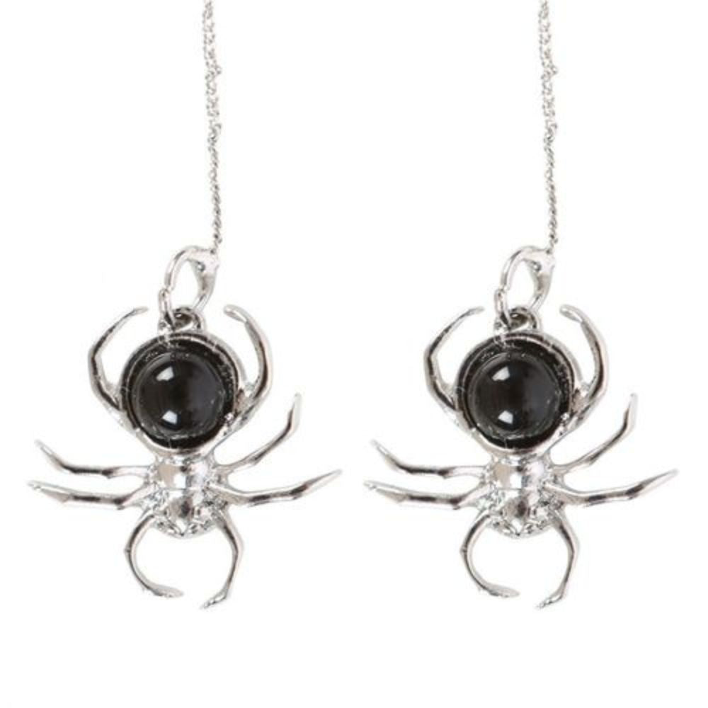 Black Obsidian Spider Earrings