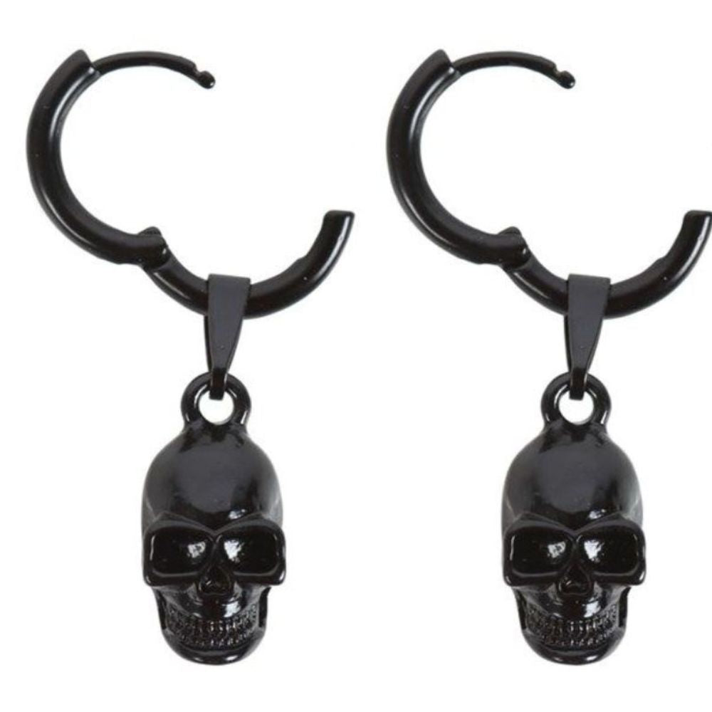 Black Stainless Steel Skull Earrings