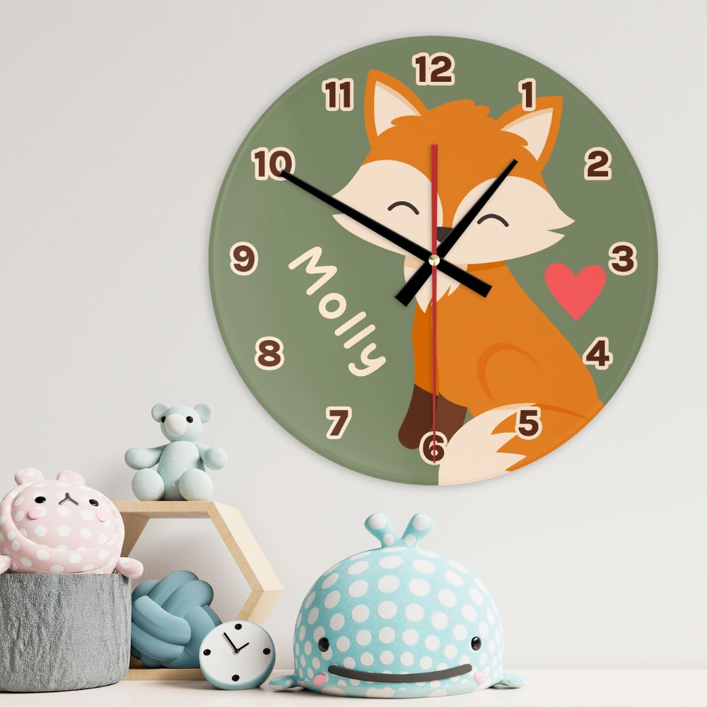 Woodland Fox Glass Wall Clock