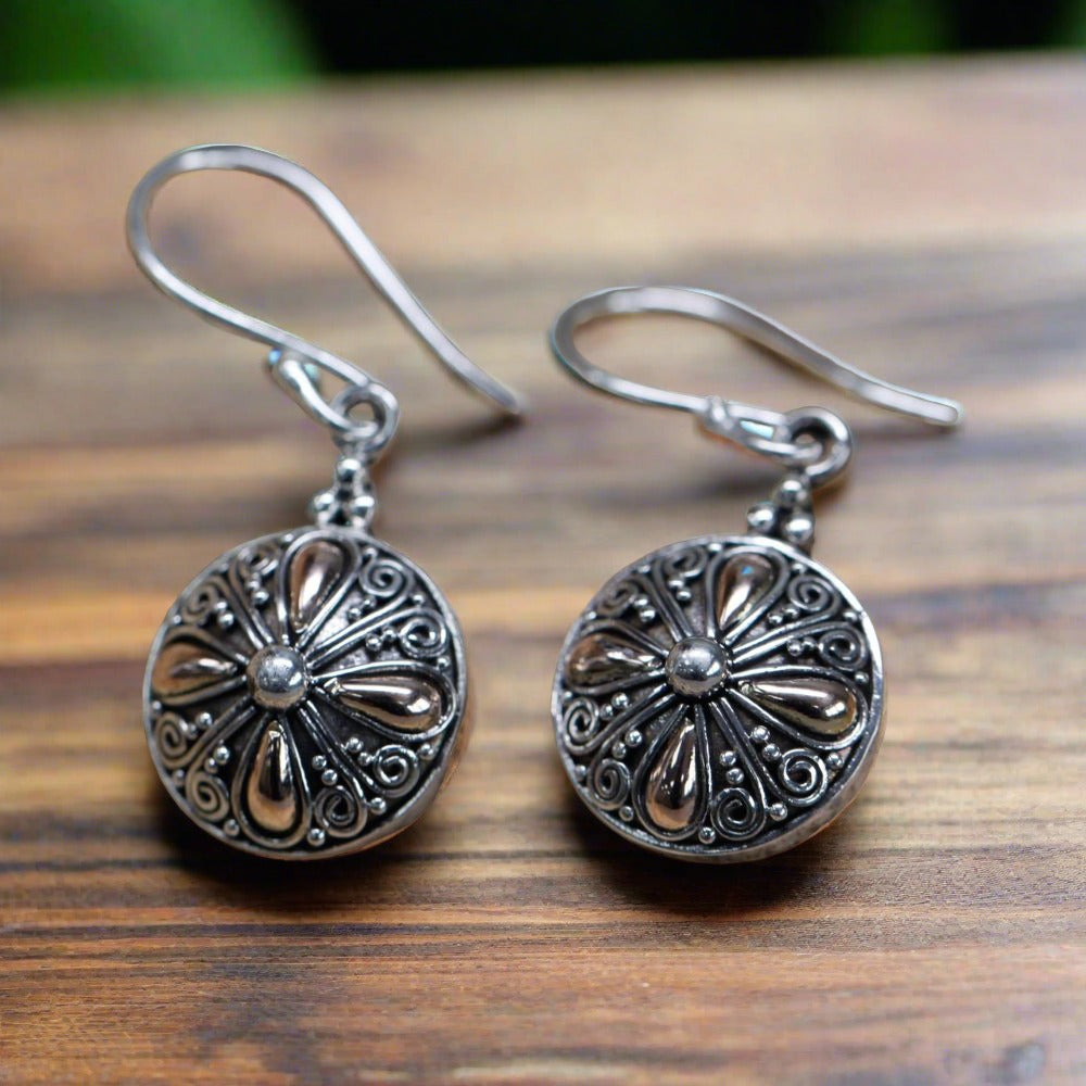 Silver & 18k Gold Earring - Classic Round