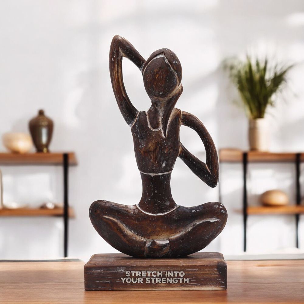 Handcrafted Wooden Yoga Lady Statue