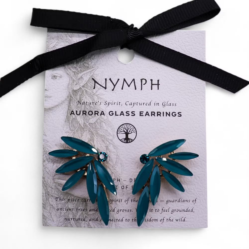 Teal Green - Vintage Glass - Fairies - Earrings