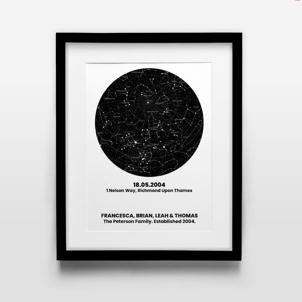 Personalised Raven Black Ring Star Map A4 Print