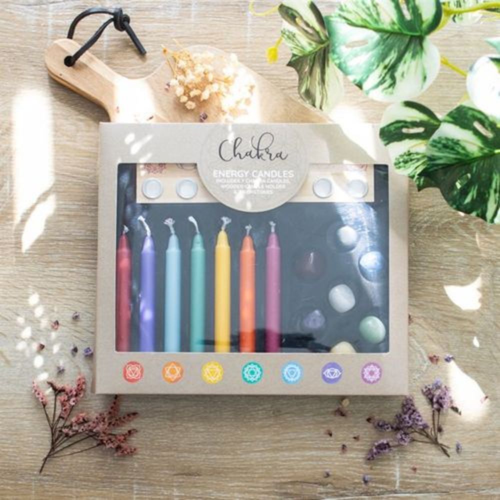 Chakra Candle and Crystal Gift Set