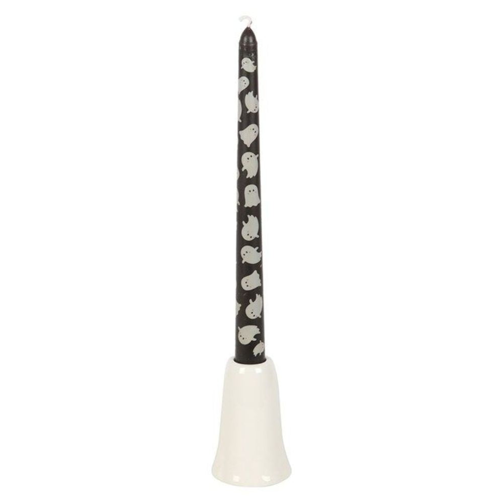 Ceramic Ghost Candle Holder with Printed Taper Candle