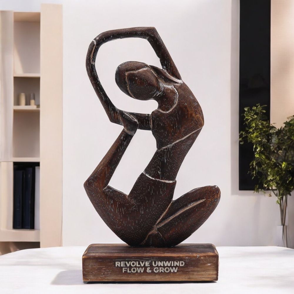 Handcrafted Wooden Yoga Lady Statue