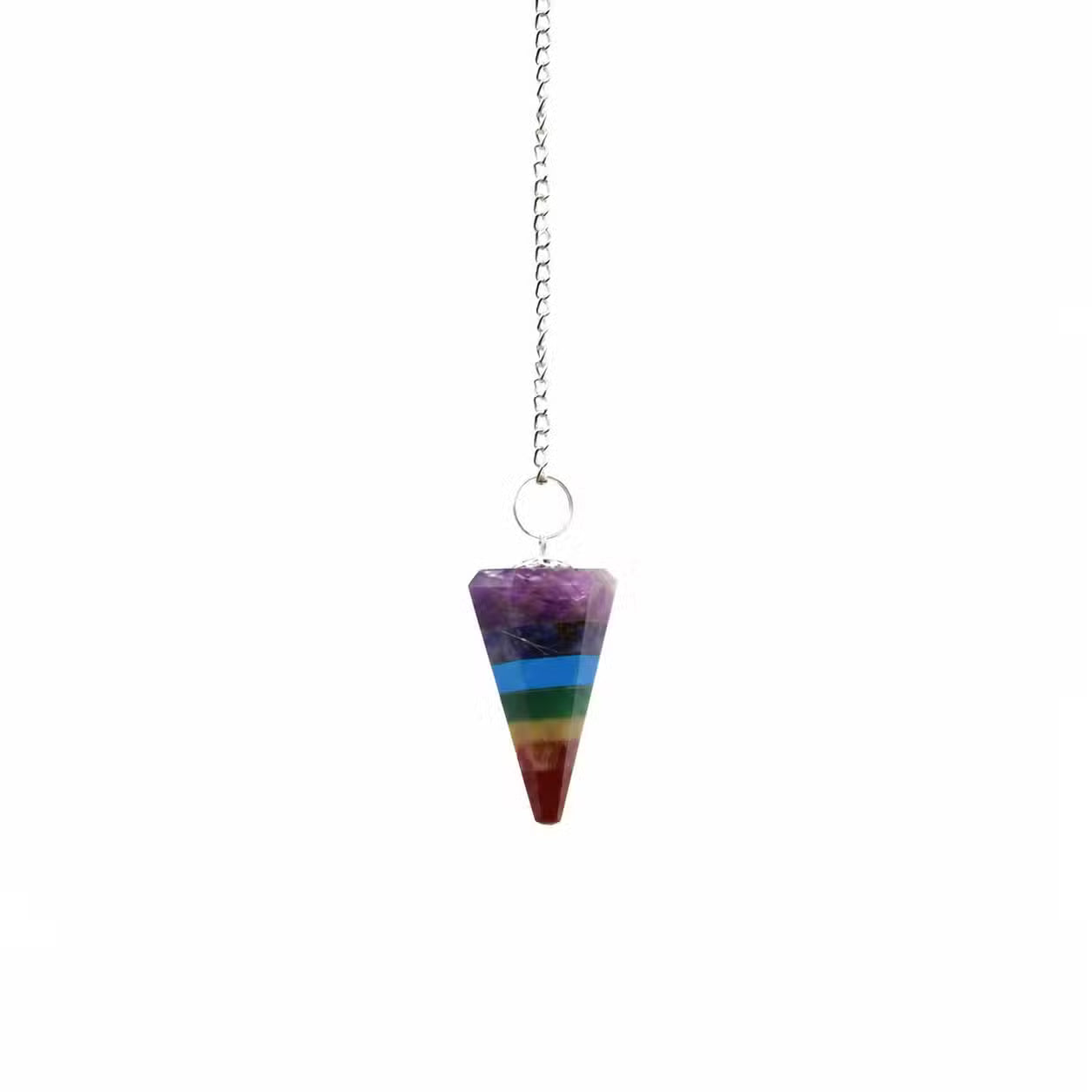 Handmade Chakra 7 Slice Gemstone Pendulum