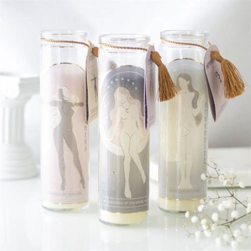 Goddess Tube Candles with Crystals