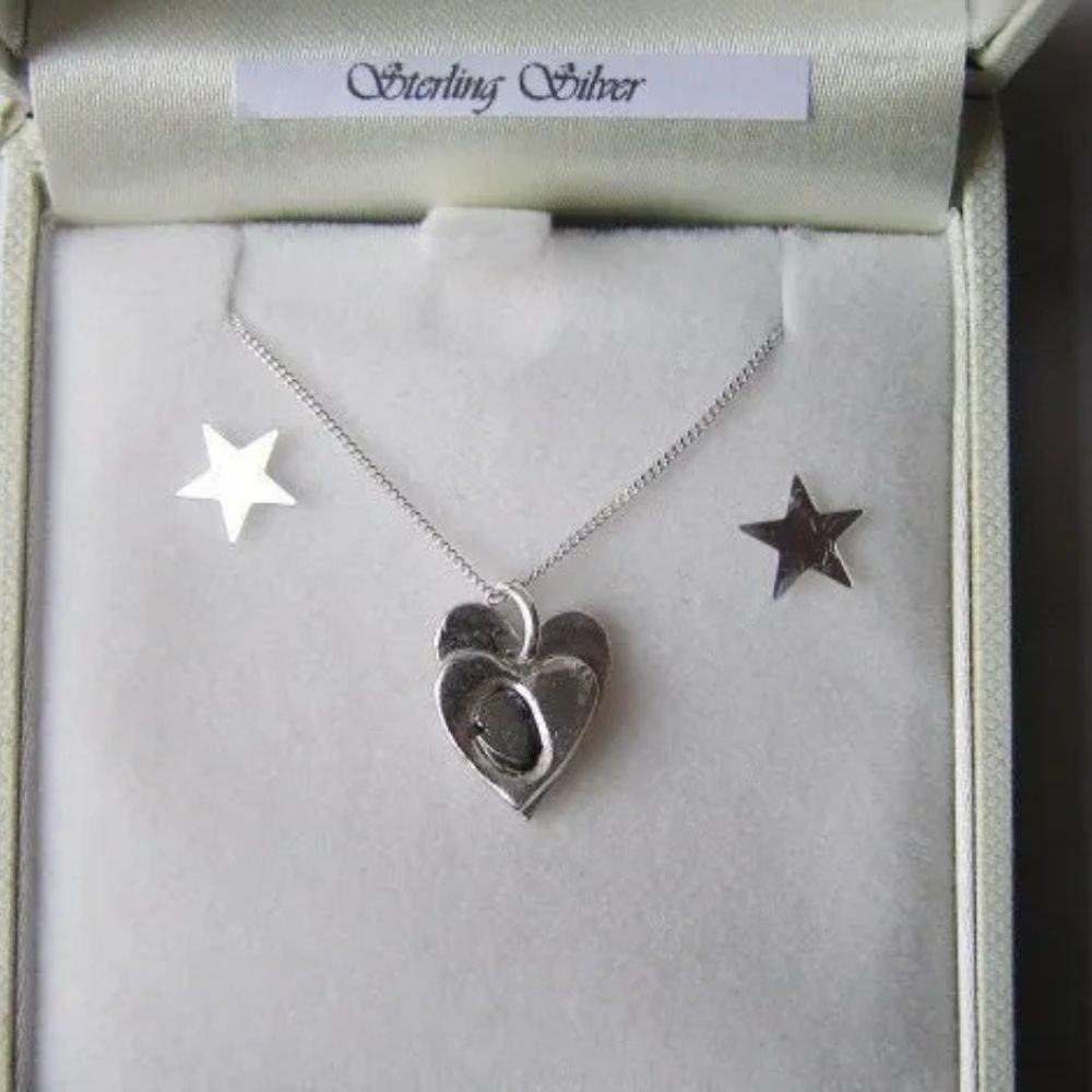 Sterling Silver - Shooting Star Heart Pendant