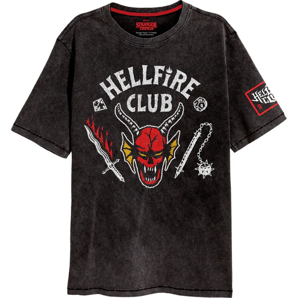 Stranger Things 4 - Hellfire Club Crest - Acid Wash T-Shirt