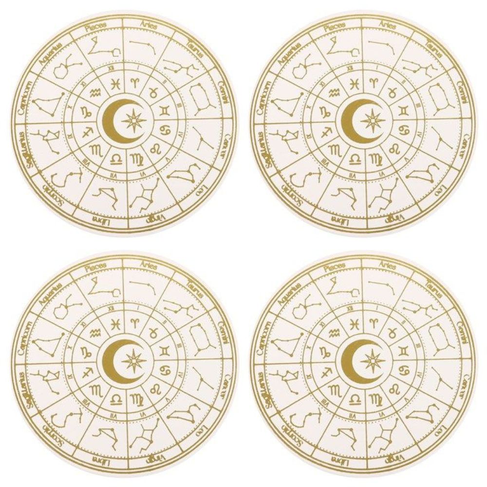 Set of four coasters 'Astrology Wheel'