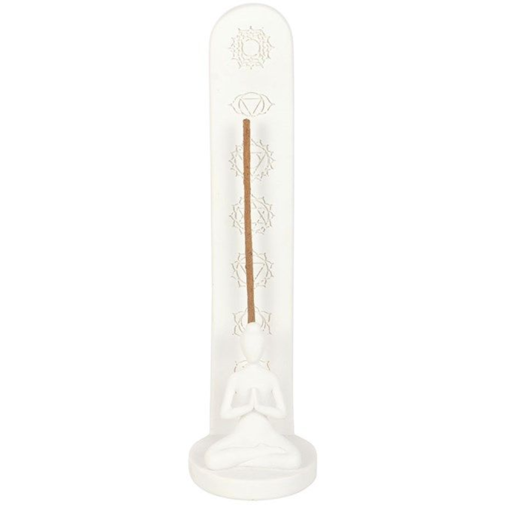 White incense holder with decorative elements on a white background