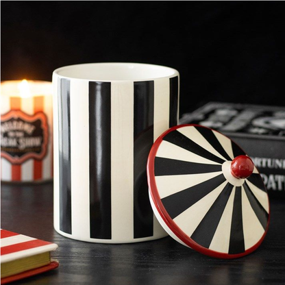 Black Striped Circus Tent Storage Jar
