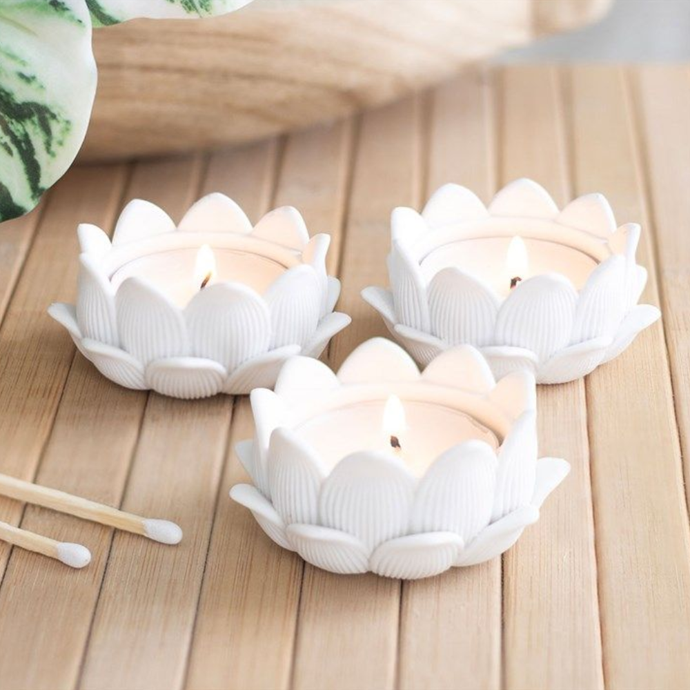 Set of 3 Lotus Flower Tealight Holders