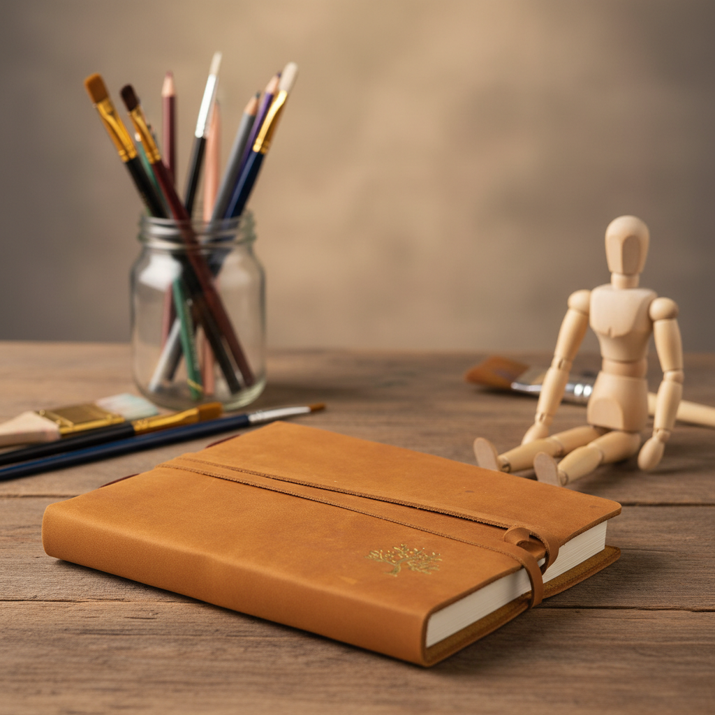 Leather Sketchbook – Golden Tree Embossed Artist Notebook
