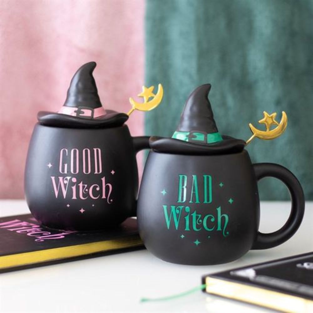 Good Witch / Bad Witch Ceramic Mug Set