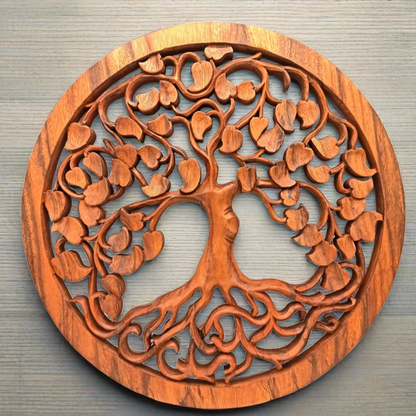 Hand carved 'Tree of Life' Wooden Panel