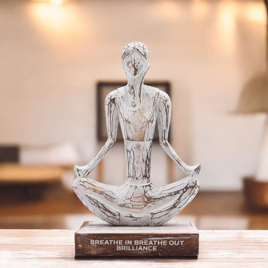 Handcrafted Wooden Yoga Lady Statue