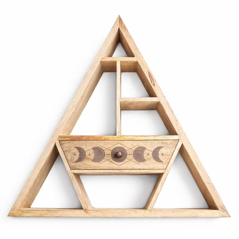 Moon Phase Crystal Display Shelf with Drawer