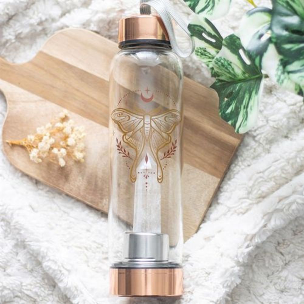 Glass Water Bottle - Luna Moth