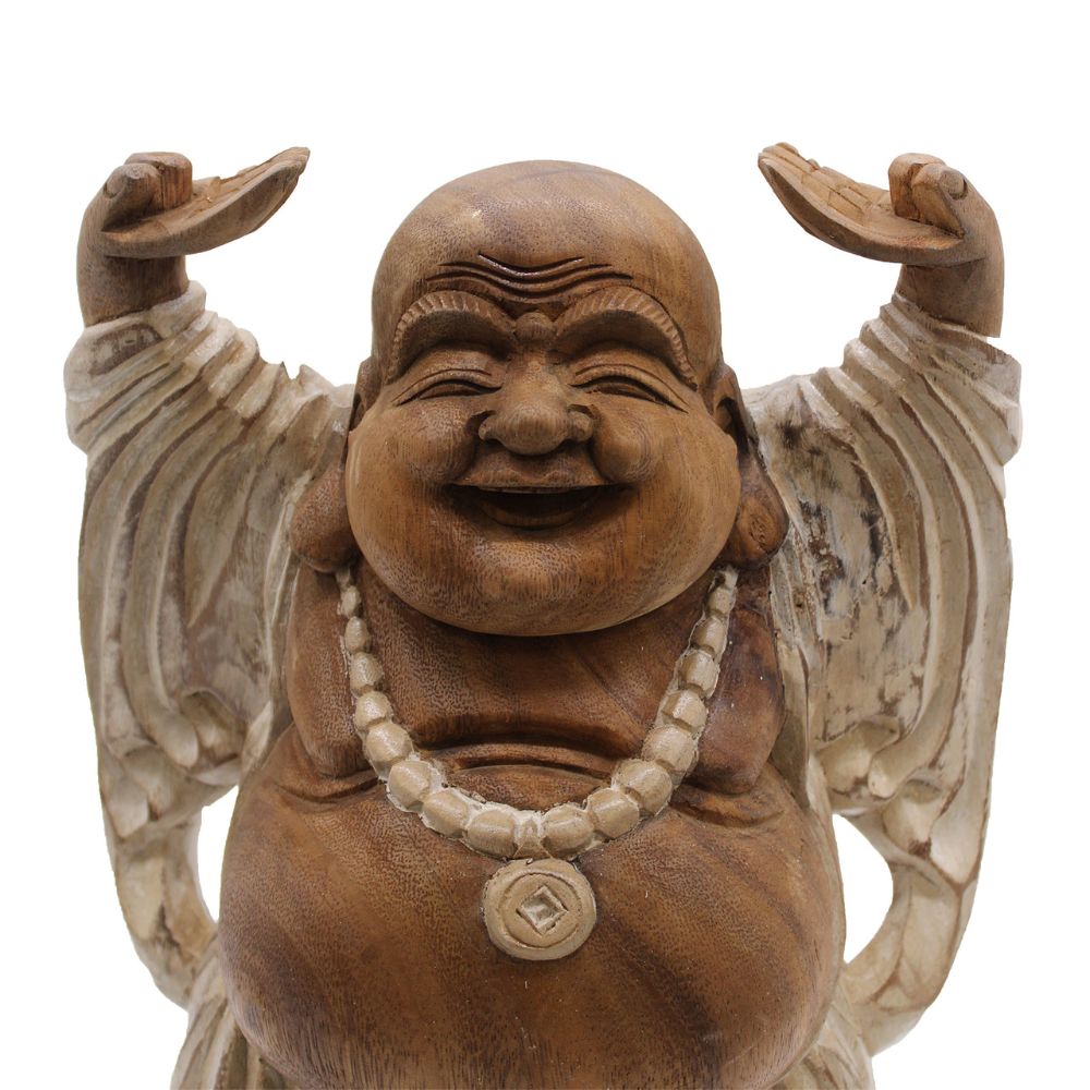 Happy Buddha Wooden Statue