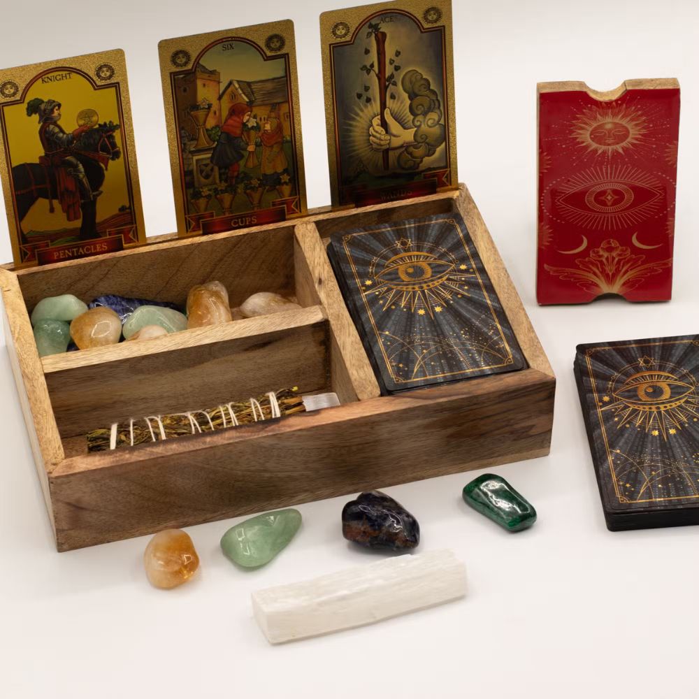 Three-Section Tarot Box with Card Holder