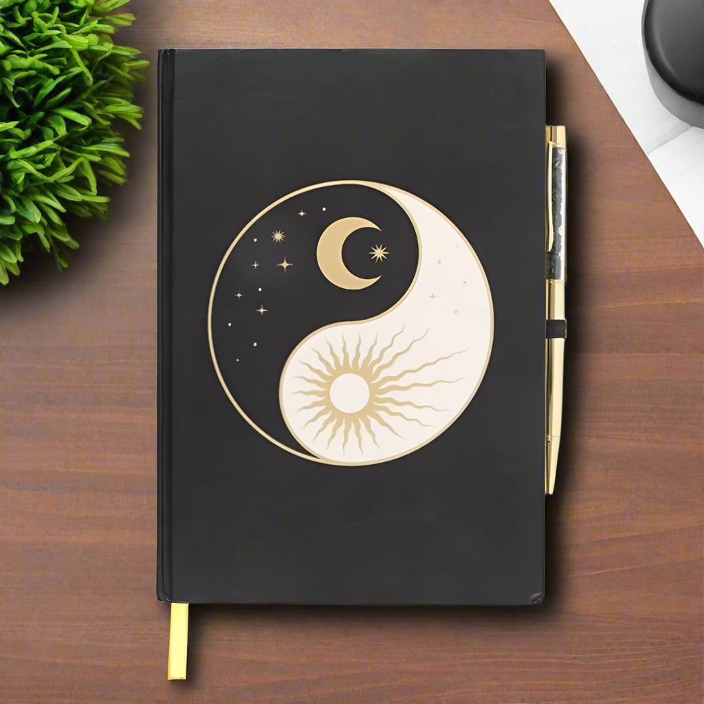 Yin and Yang Journal with Black Obsidian Pen
