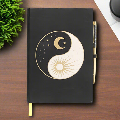 Yin and Yang Journal with Black Obsidian Pen
