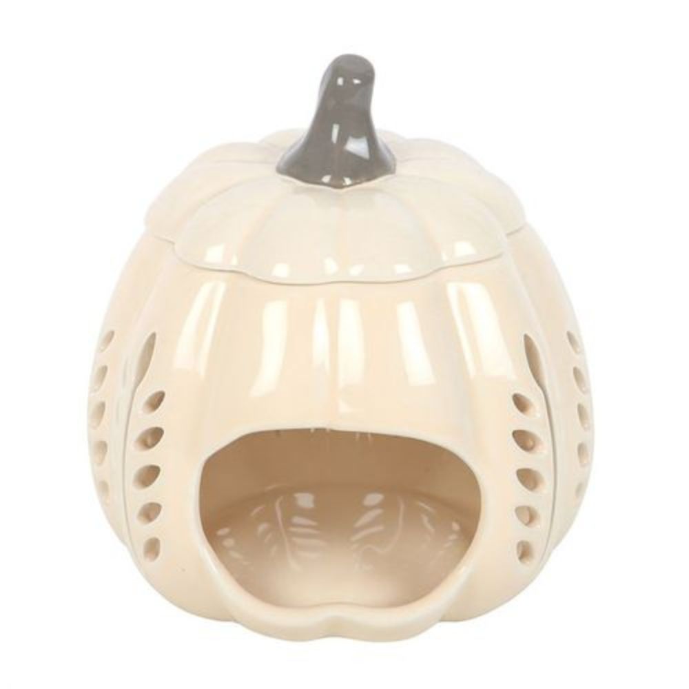 Cream Leaf Cut Out Pumpkin Oil Burner and Wax Warmer