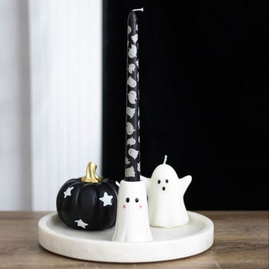 Ceramic Ghost Candle Holder with Printed Taper Candle