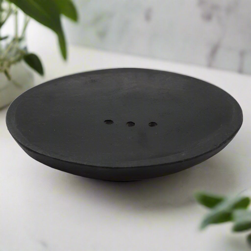 Oval Black Marble Soap Dish
