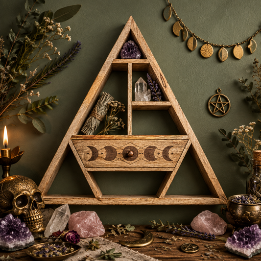Moon Phase Crystal Display Shelf with Drawer
