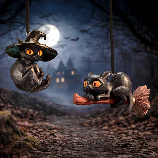 Curse and Claw Halloween Cats Hanging Ornaments (Set of 2)