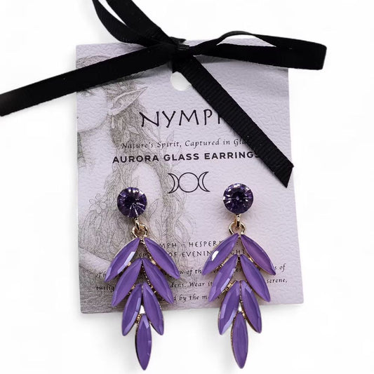 Lavender - Vintage Glass - Fairies - Earrings