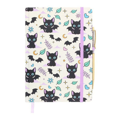 Black Cat Notebook & Amethyst Chip Pen Set