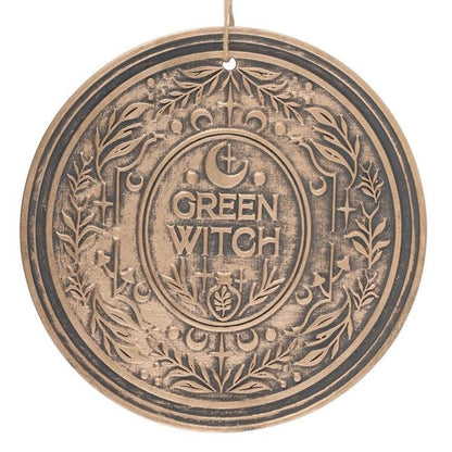 Green Witch Bronze Effect Terracotta Hanging Plaque