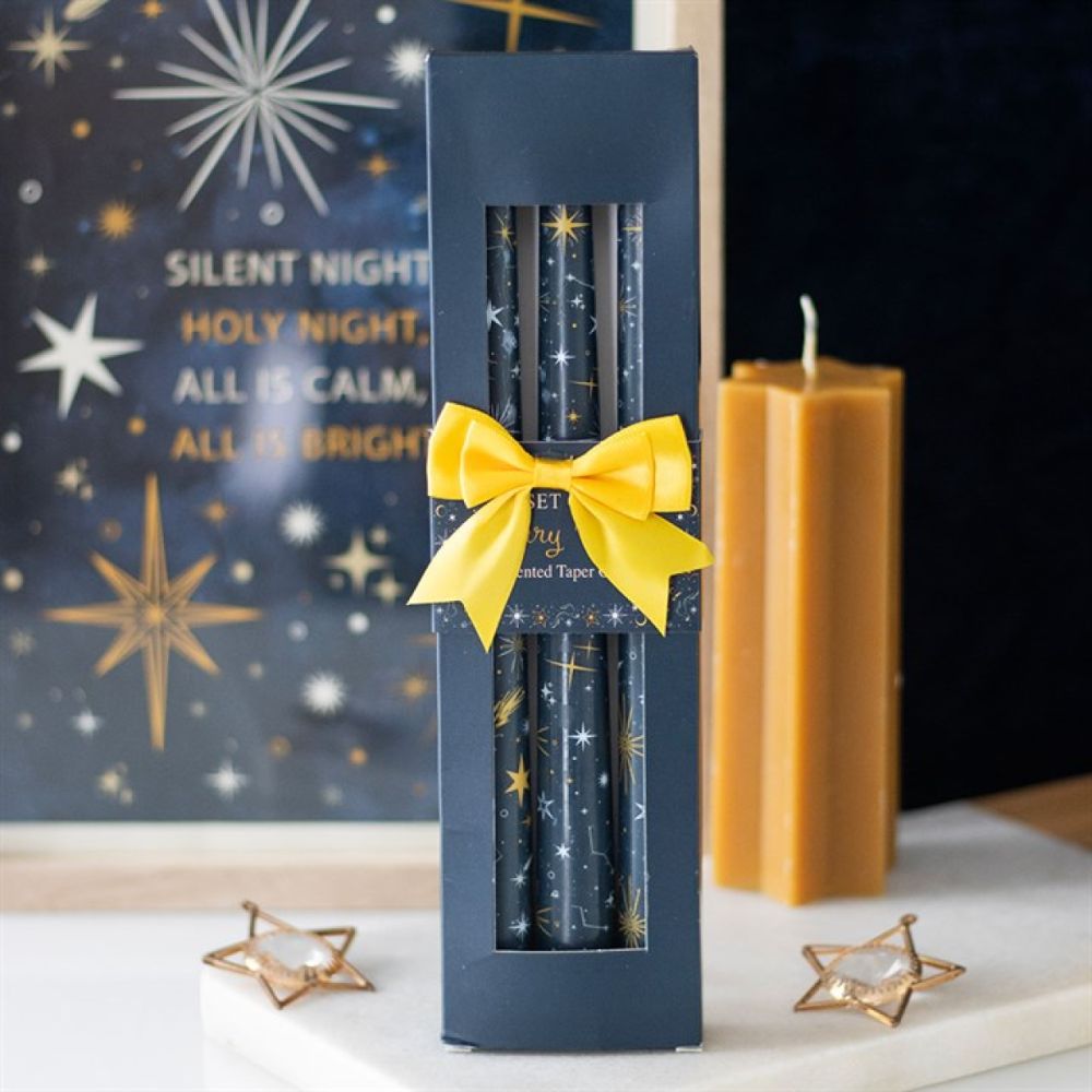 Set of 3 Starry Night Taper Candles