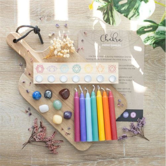 Chakra Candle and Crystal Gift Set
