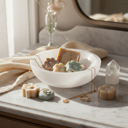 Selenite Crystal Bowl – Natural Cleansing & Display Bowl