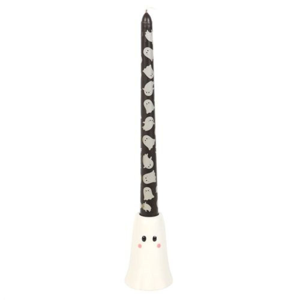 Ceramic Ghost Candle Holder with Printed Taper Candle