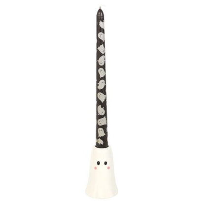 Ceramic Ghost Candle Holder with Printed Taper Candle