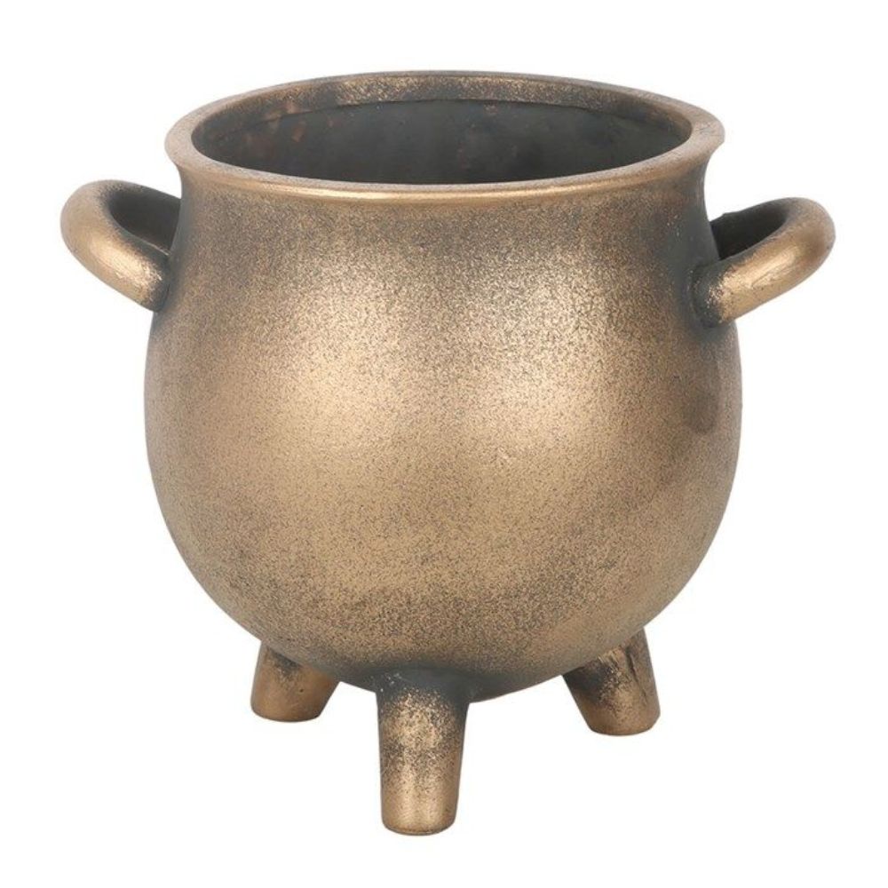Herbal Magic Bronze Effect Terracotta Cauldron Plant Pot